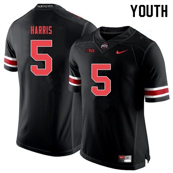 Ohio State Buckeyes #5 Jaylen Harris Youth Stitch Jersey Black Out OSU34370
